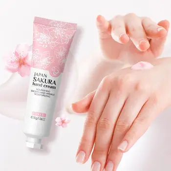 Collagen Sakura Hand Cream Skin Soften Nourish Anti-drying Care Deep Cracked Repair Beauty Products Girl Moisturizing Skin S0k8