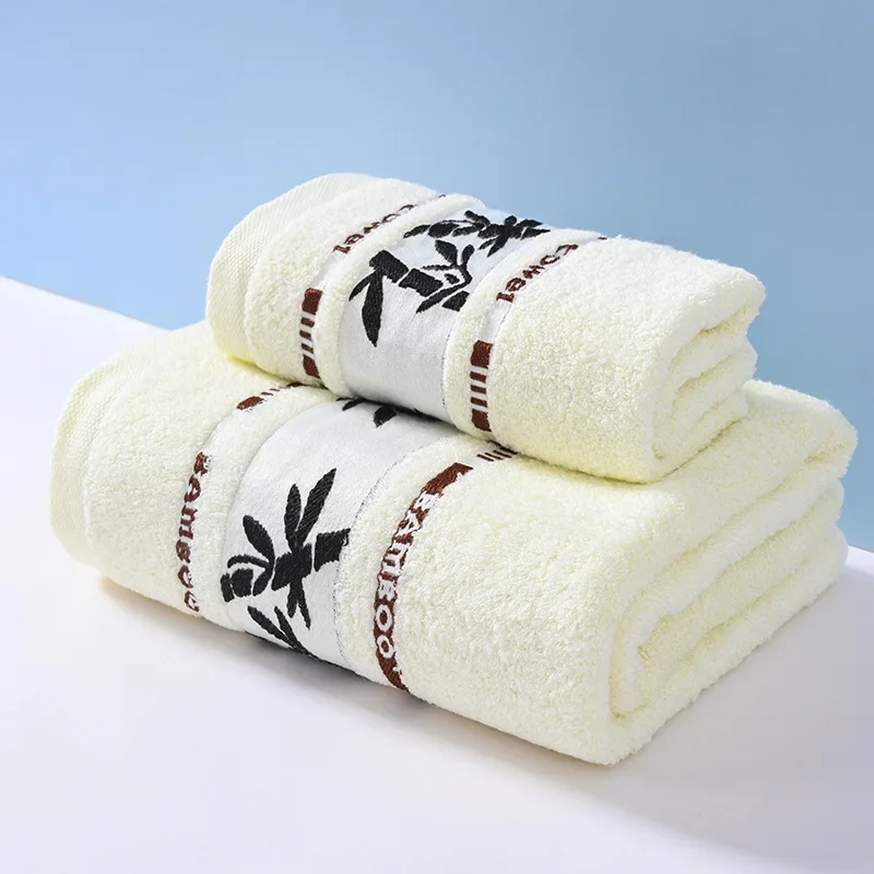 2pcs/Set Bamboo Fiber Towels Sets Home Bath Towels Adults Face Towel Thick Absorbent Luxury Bathroom Towels 4