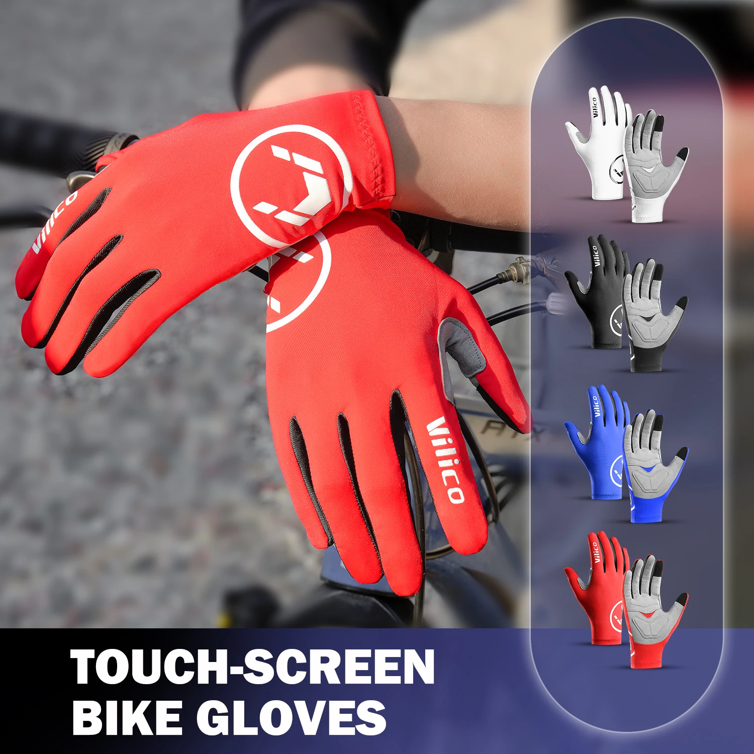 Touch Screen Long Full Fingers Half Fingers Gel Sports Cycling Gloves MTB Road Bike Riding Racing Women Men Bicycle Gloves 3