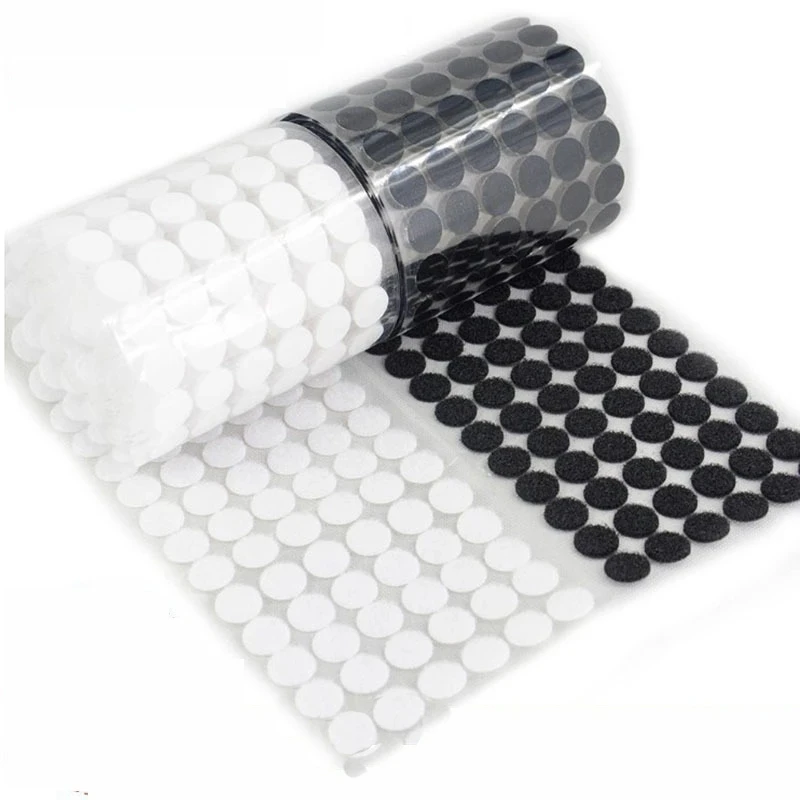 

100pairs 10/12/15/20/25/30mm Self Adhesive Hook and Loop Fastener Tape Dots Sticker White Black Baby Round Tape Strong Glue DIY