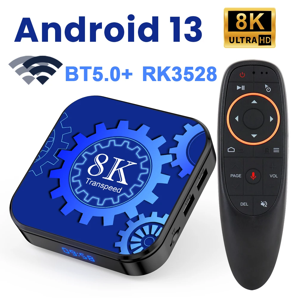 Transpeed Android 13 TV Box Wifi5 Dual Wifi Support 8K Video BT5.0+ RK3528  4K 3D Voice Media Player Set Top Box