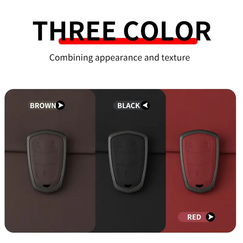 High Quality Leather Metal Car Key Case Cover Shell Fob for Cadillac 2015-2019 Escalade ATS CTS CT6 XTS XT5 SRX 3 4 5 6 Buttons - Image 3