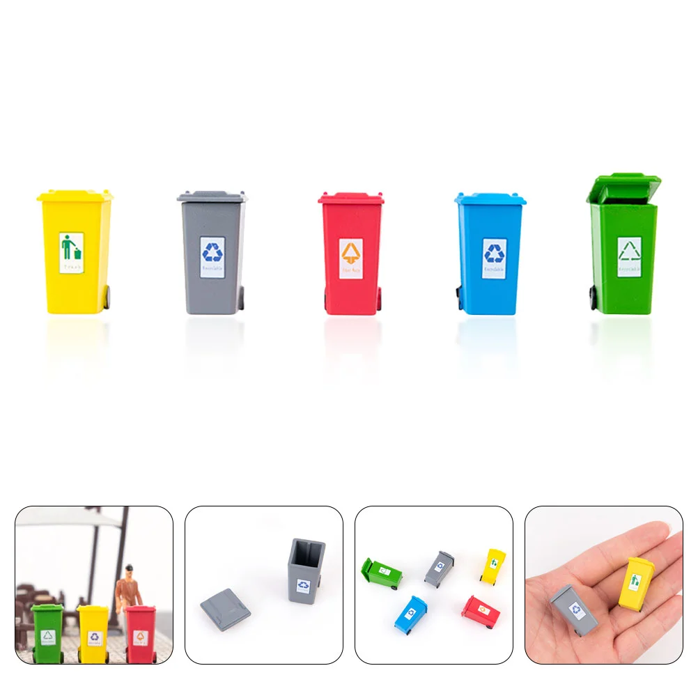 

Mini Mini Bins With Lid Model Garbage Truck Cans Curbside Vehicle Bin Toys House Micro Landscape Sand Table