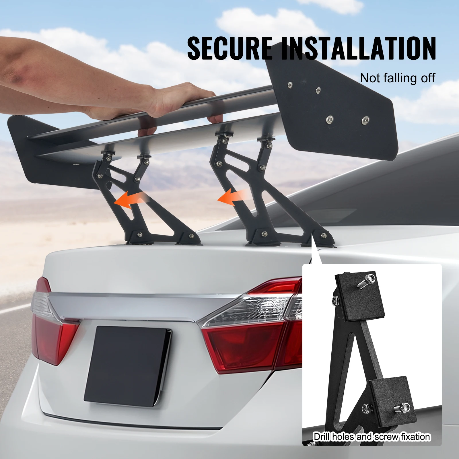 SucceBuy GT Wing Car Spoiler 53.1 inch Universal Spoiler with Double Deck Car Rear Spoiler Wing, Racing Spoiler BGW/JDM Drift