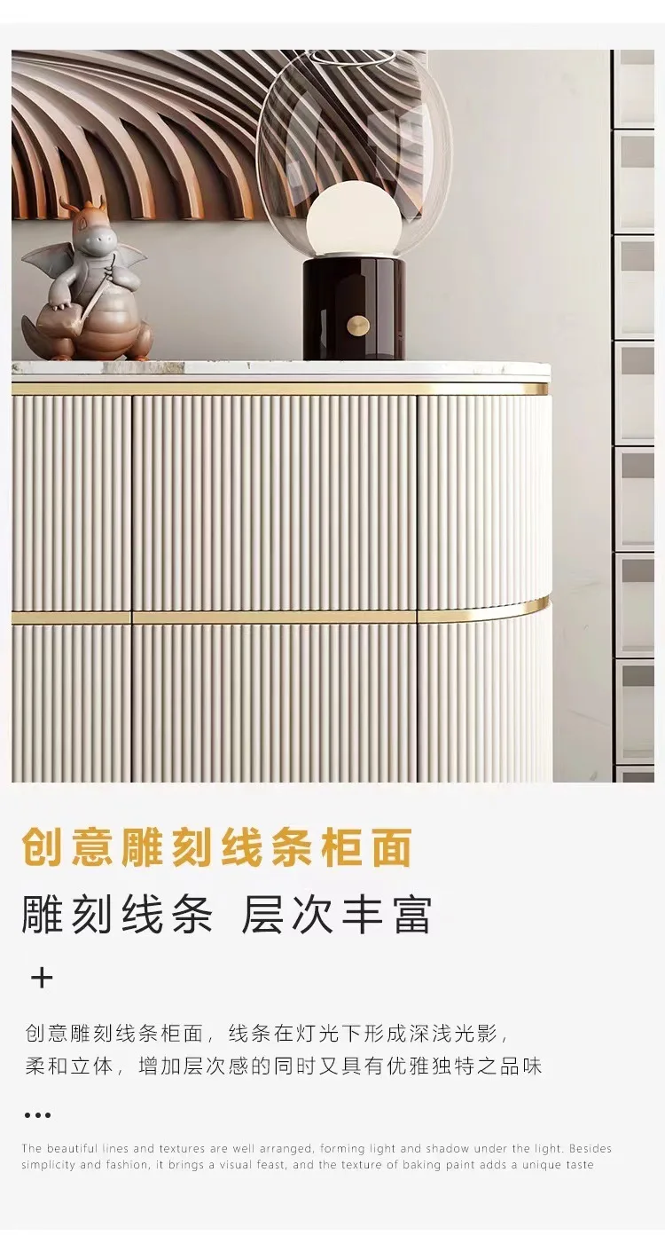 Italian light luxury rock slab dining side cabinet, simple and modern wall-to-wall foyer wall-to-wall decorative cabinet, high-e