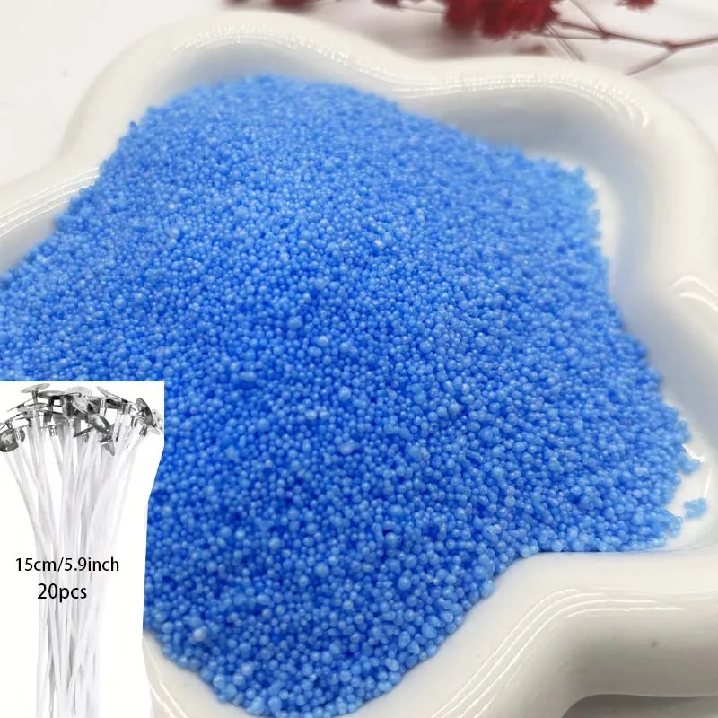 50G Colorful Pearl Candle and 5PCS Candle Wicks- Sand Wax, Pearl Wax, for Making, Wedding, Party Handcraft