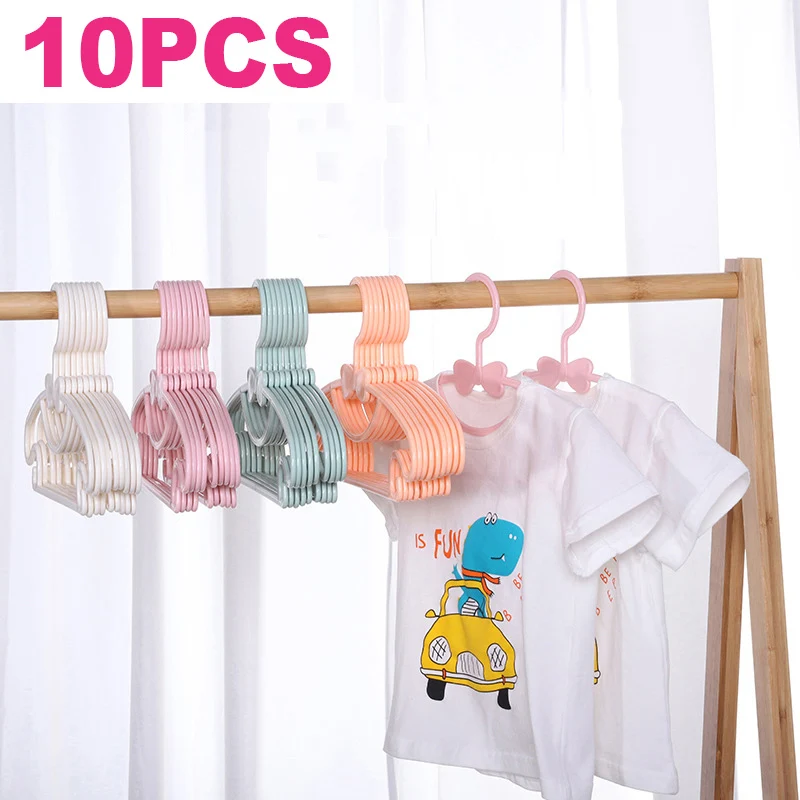 10pcs Portable Clothes Hangers Kid Clothes Hook Bow-knot Design