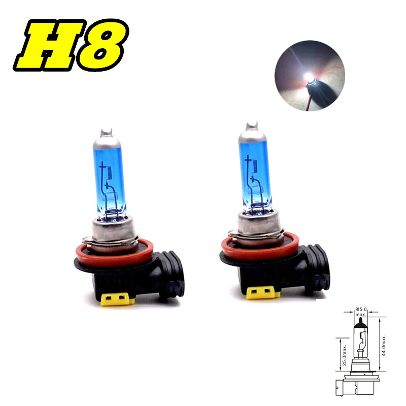 10pcs H8 할로겐 자동차 안개 램프 고품질 12V35W PGJ19-1 석영 유리 전구 55W 슈퍼 화이트 도매 할로겐 전구