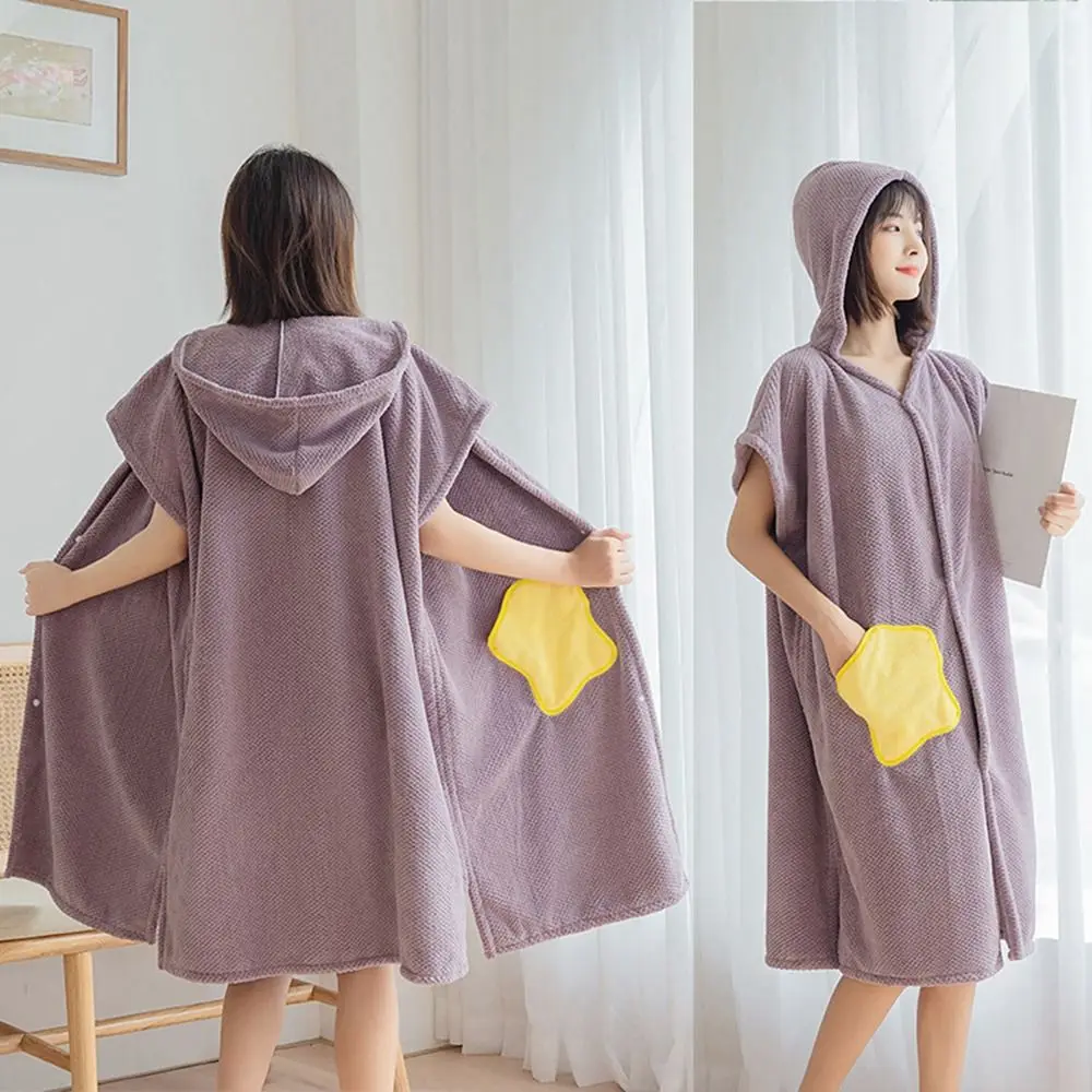 Bathroom Multi-function Quick-Drying Thickened Pineapple Hooded Cotton Bathrobe Beach Cloth Bath Towel