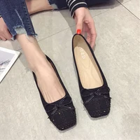 Flat Shoes for Women Spring Autumn New Korean Version Square Toe Flat Heels Black Comfortable Soft Sole Large Size 44 45 46 1