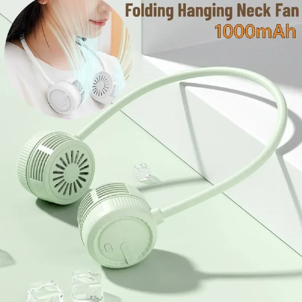 Free Bladeless Fans Portable 360°Rotate Typc Hanging Neck Fan Quick Cooling Hands Rechargeable Flexible for Outdoor Indoor