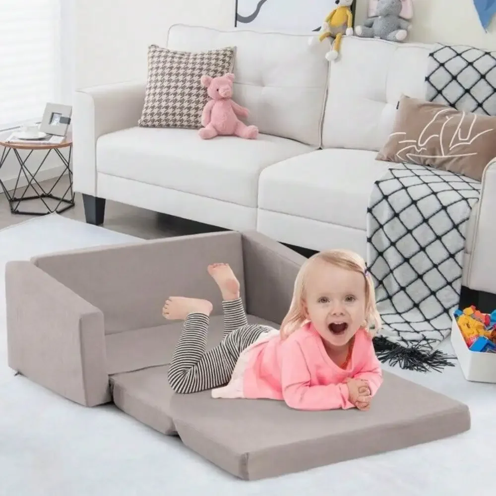 Kids Sofa Couch Toddler Boys Girls 2-in-1 Convertible Sofa Lounger Children Sofa 3