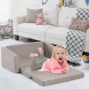 Kids Sofa Couch Toddler Boys Girls 2-in-1 Convertible Sofa Lounger Children Sofa 3