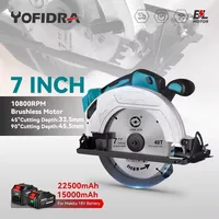 7 Inch 180mm Brushless Circular Saw 10800Rpm 3 Saw Blade Efficient Cordless Woodworking Cutting Power Tool For Makita 18VBattery 1