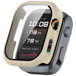 Durable Tempered Glass & PC Protective Case with Anti - Scratch Screen Protector for Smartwatches (Ivory white)