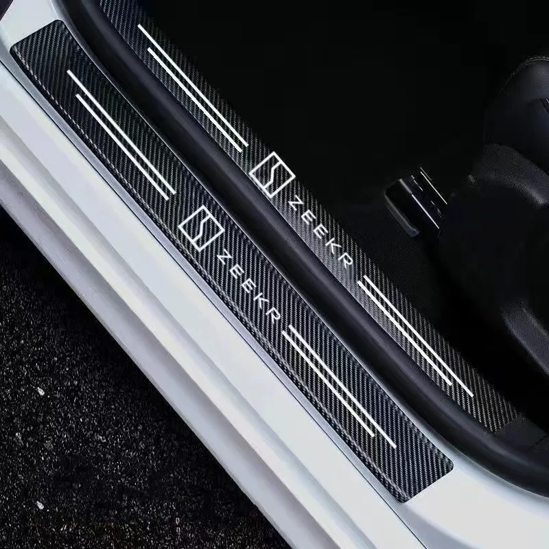 For ZEEKR 001 2021 2023 Carbon Fiber Door Threshold Sticker Auto Trunk