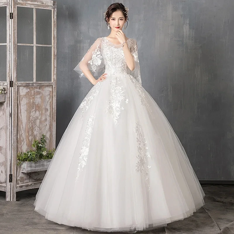 

ZPMN134 Long sleeve high waist wedding dress