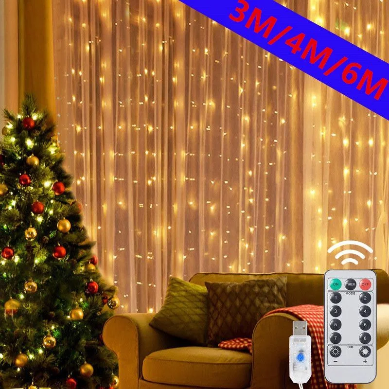 

Curtain Garland Led String Light Festival Christmas Lights Curtain Merry Christmas Decorations For Home Gift 2024 New Year Decor