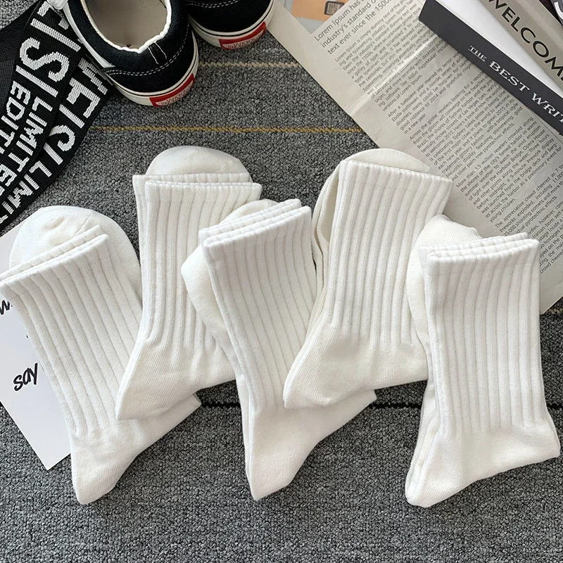 Calcetines Unisex De Algodón Orgánico - Pack 5 Pares, Color Negro, Para Deporte, Oficina Y Diario