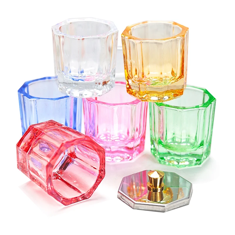Crystal Glass Acrylic Powder Dappen Dish Nail Cup Wash Brush Dental Mixing Bowl Nail Art Brush Cleaning Salon Manicure Tools