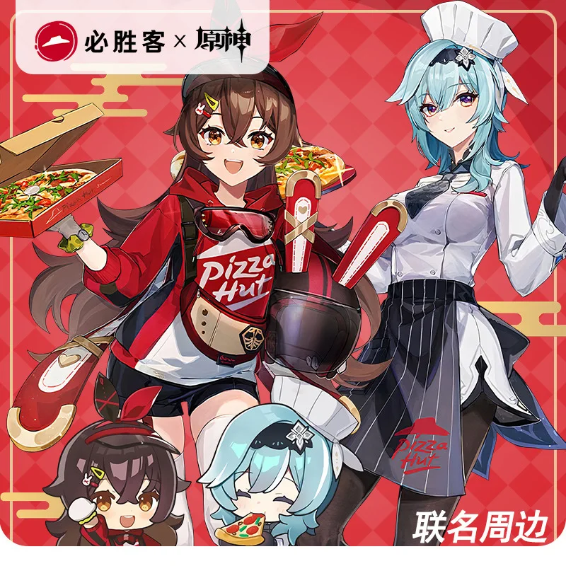 

Genshin Impact Anime Figure Pizza Hut Collaboration Merchandise Eula Mezzanine Acrylic Stand Amber Keychain Peripherals Badge