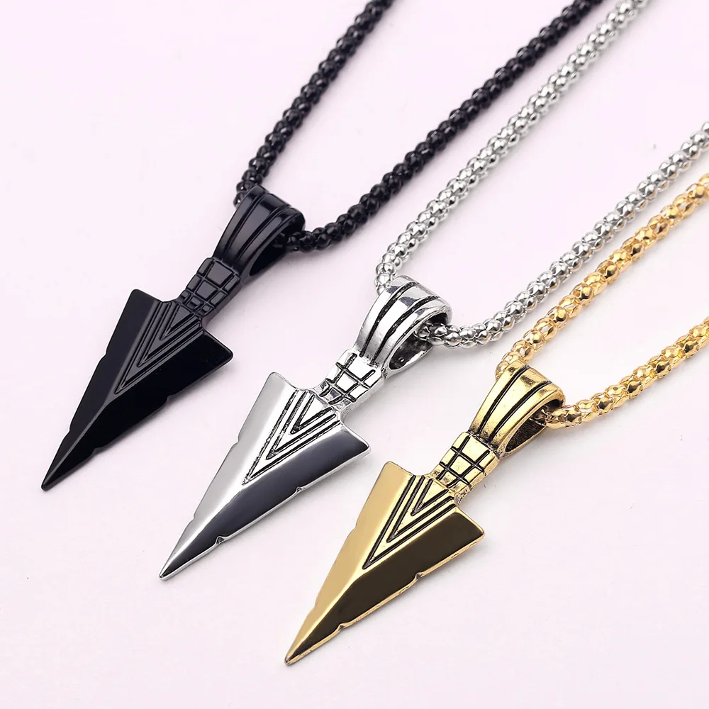 New Personal Security Self Defense Long Necklace with Arrow Pendant Men Wome Stainless Steel Jewelry Chain Defence Tool Weapons