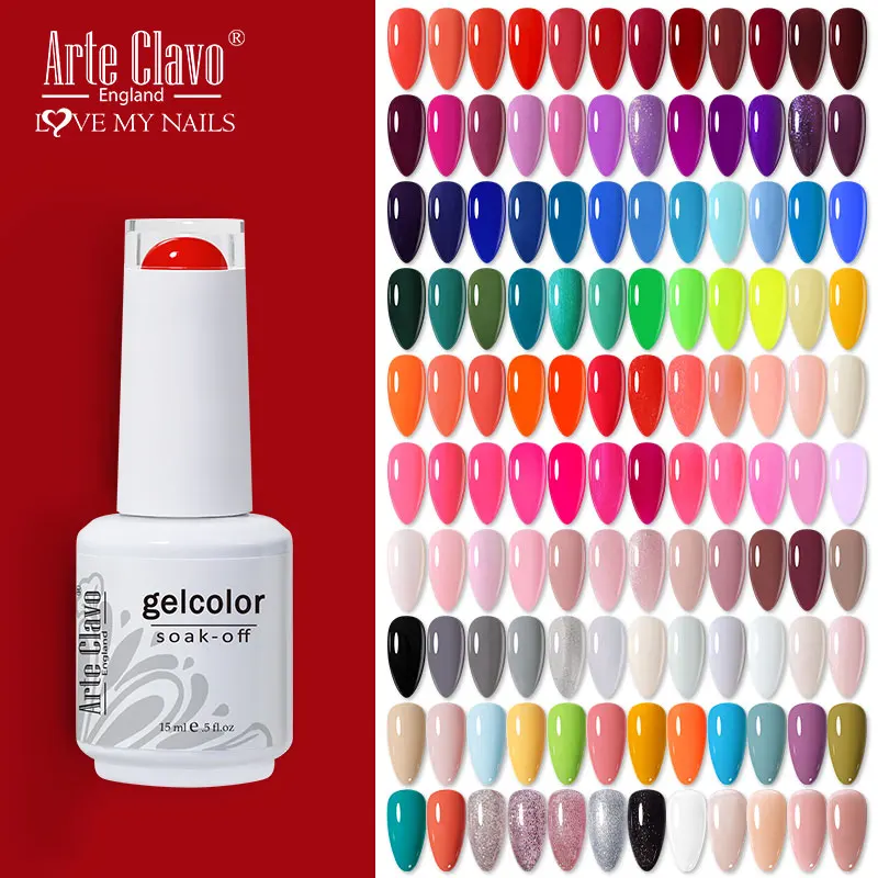 Arte Clavo Fashion Gel Nail Polish Semi Permanent Sequins Flakes Shiny Glossy UV LED Nails Art Design Gels Varnish Lacquer 15ml