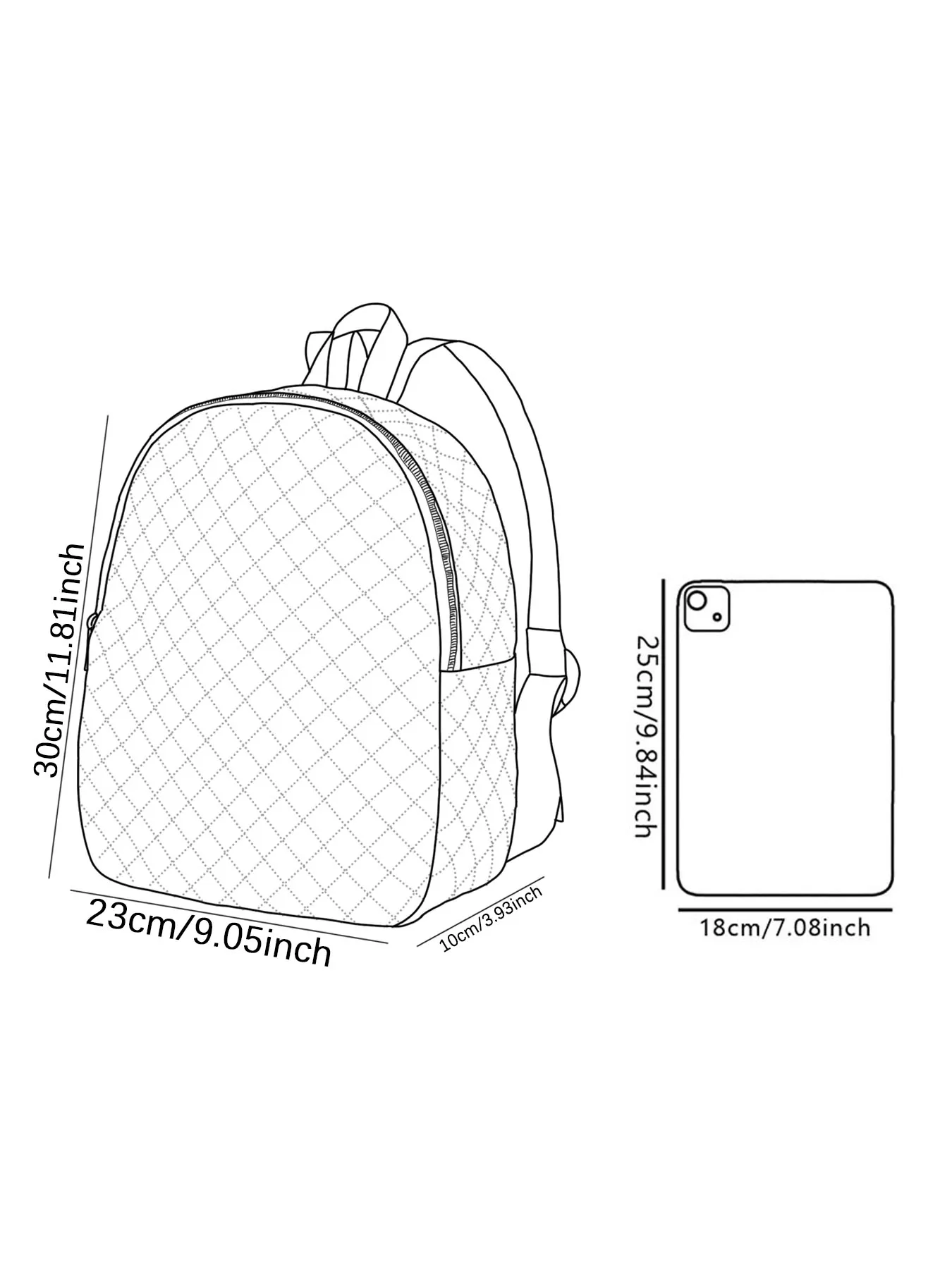 Blossom，Bubbles， Casual Diamond Quilted Compact Backpack, Suitable for Outdoor, Travel, Campus, Suitable for Both Men and Women