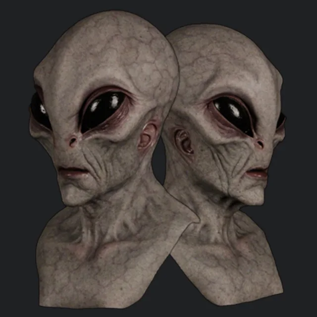 Máscara de Alien para adultos, disfraz realista, cabeza de Cosplay espeluznante, máscara de fiesta de cara completa, Beige, se adapta a todos, envío gratis 1