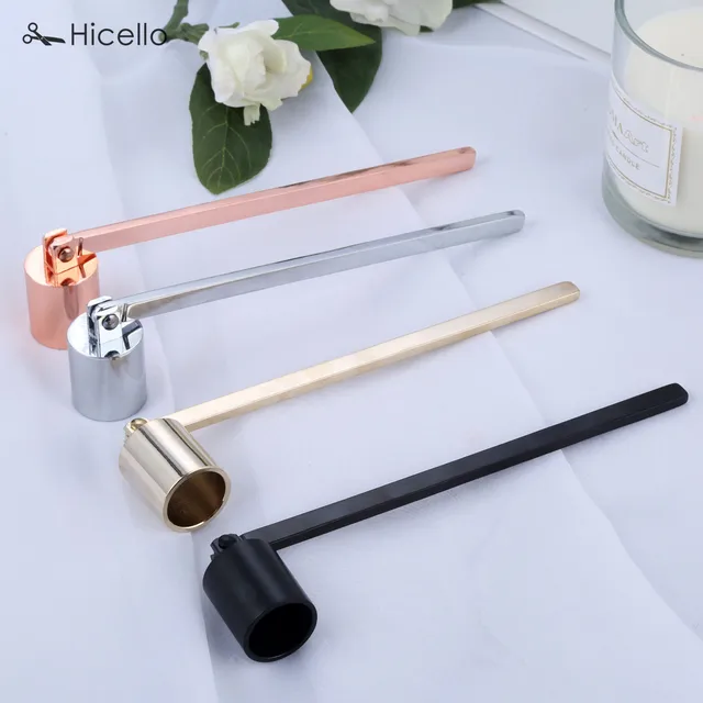 Stainless Steel Candle Snuffer Flame wick tool oil lamp dipper Extinguish Trimmer cutter 19cm put off Rose Gold Black Silve 3