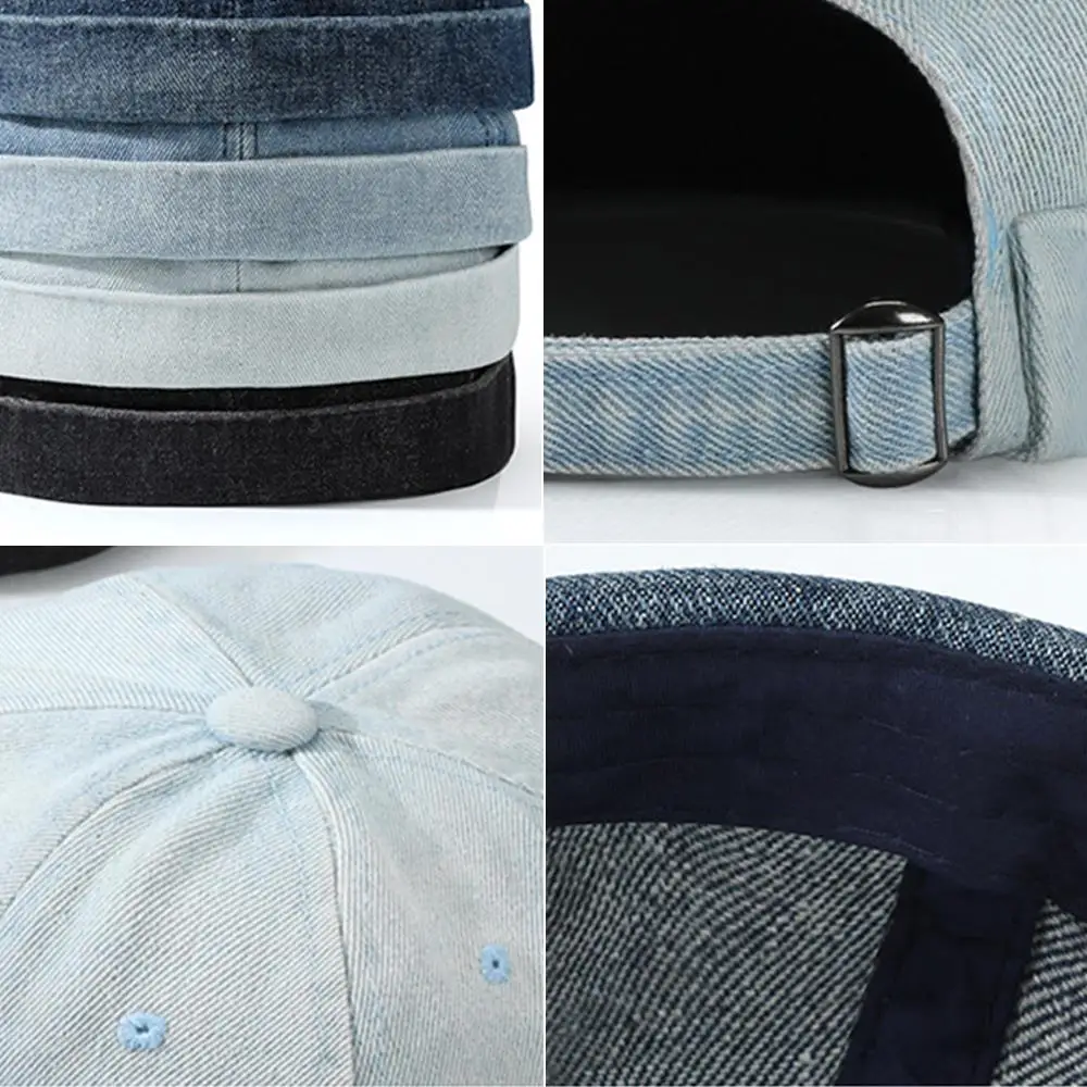 Fashion Denim Docker Cap Brimless Hat Solid Skullcap Solid Color Sailor Cap Beanie Hats Men Women Bucket Cap Adjustable Dad Hat