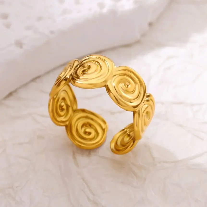 Stainless Steel Thread Round Rings For Women