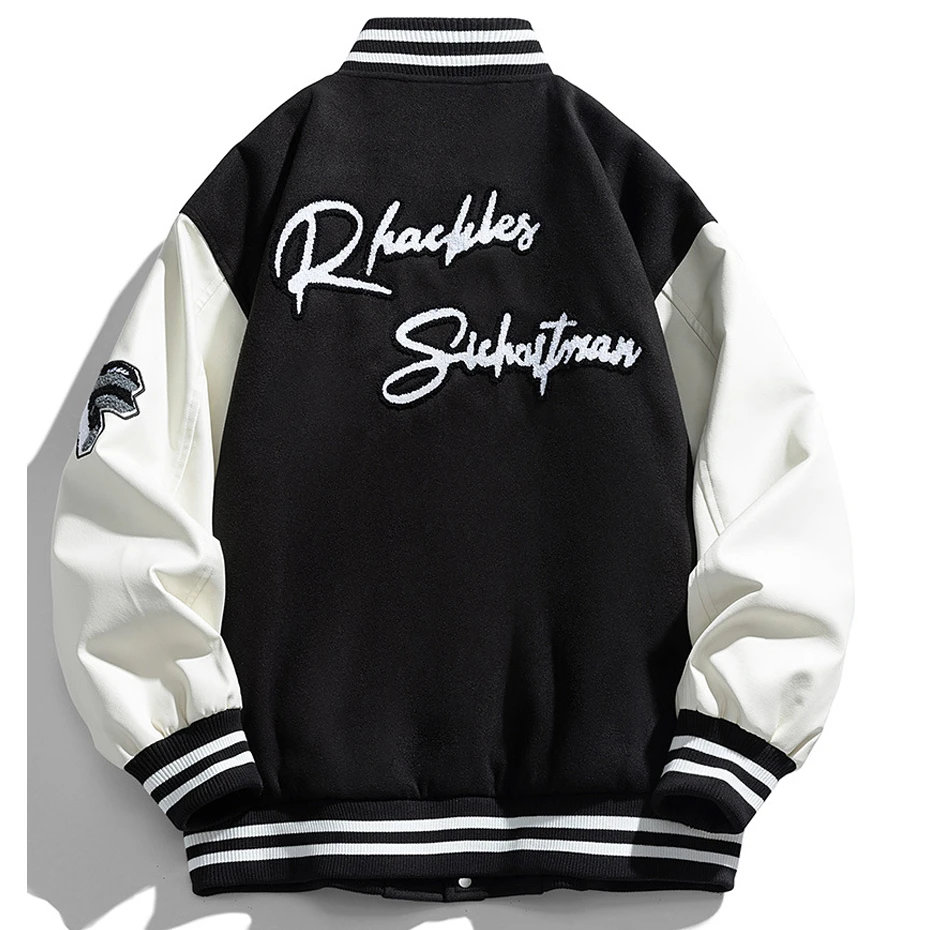Winter Down Jackets Men Baseball Jacket Letter Embroidery Design Varsity Jacket Coat Male Sleeve Patchwork Coats