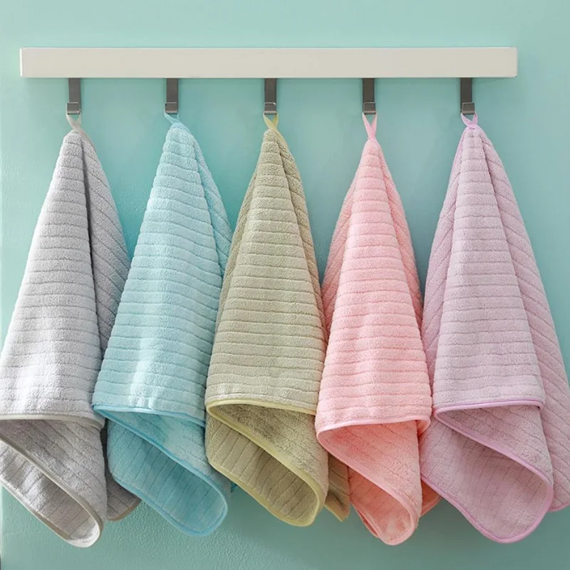 Coral Fleece Face Towels Striped Adult Soft Washcloth Absorbent Hand Towels Washbasin Facecloth Bathroom Shower Towels 14*29inch 3