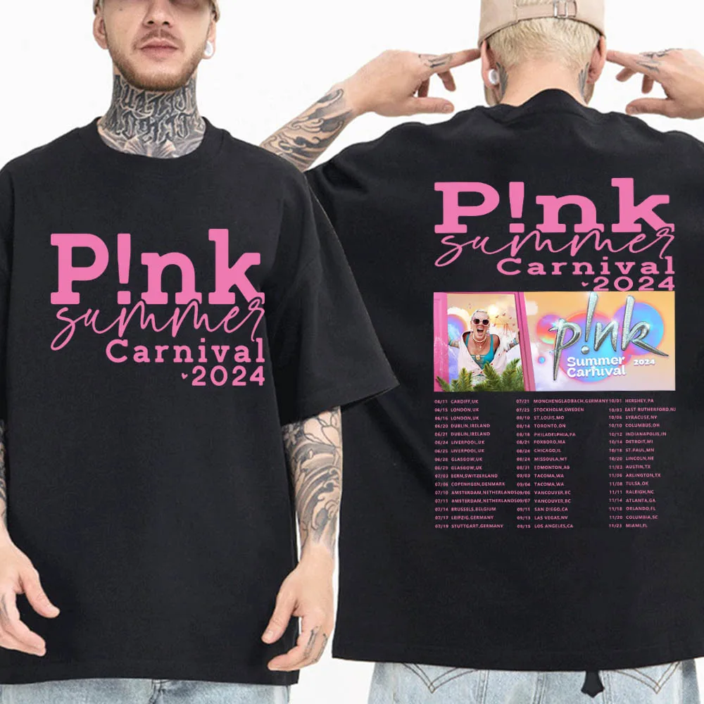 

Розовые летние карнавальные футболки певицы 2024, розовые летние карнавальные футболки