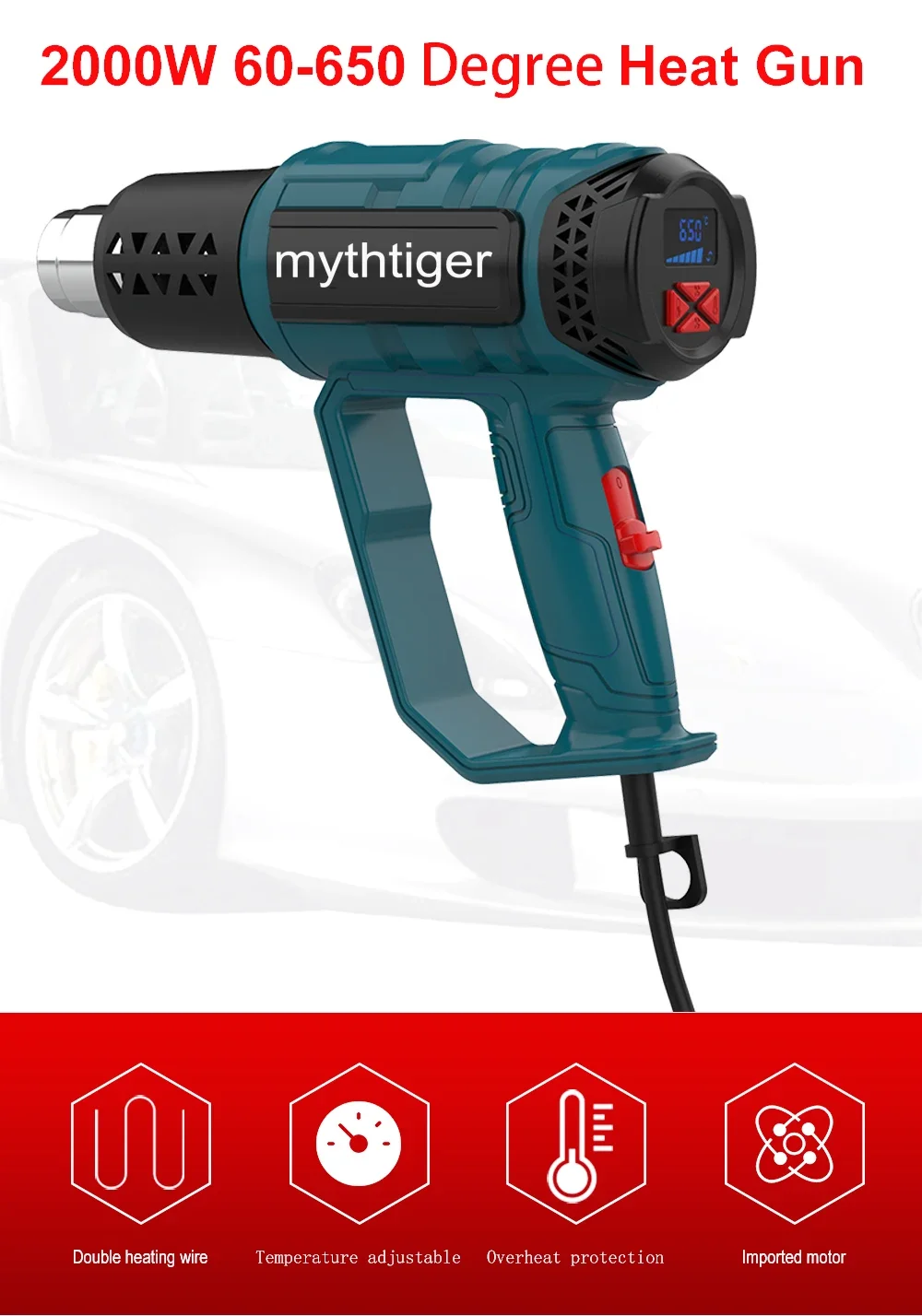 Hot Air Gun Industrial Hair dryer Construction 2000W For soldering Thermal blower Shrink wrapping Tools