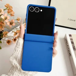 Ultra Thin Liquid Silicone Shockproof Hinge Stand Case with Matte Finish for Galaxy Z Flip 5 (Klein Blue)