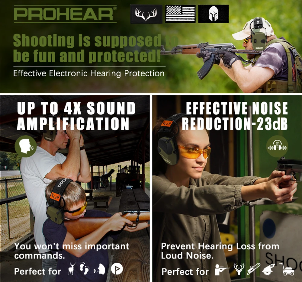 ZOHAN Electronic Shooting Earmuffs Hearing Protection Sound Amplification Anti-Noise Reduction NRR 23dB for Hunting Shoot Range electronic earmuffs,noise cancelling headphones