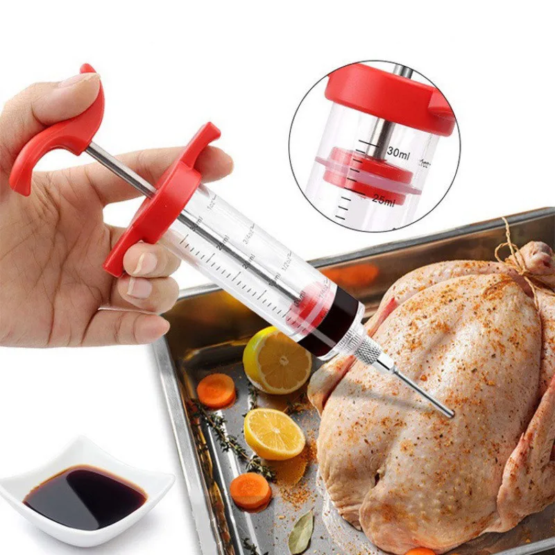 Barbecue Meat Syringe 3 Marinade Injector Food Grade Kitchen Accessories Kit Flavor Injector