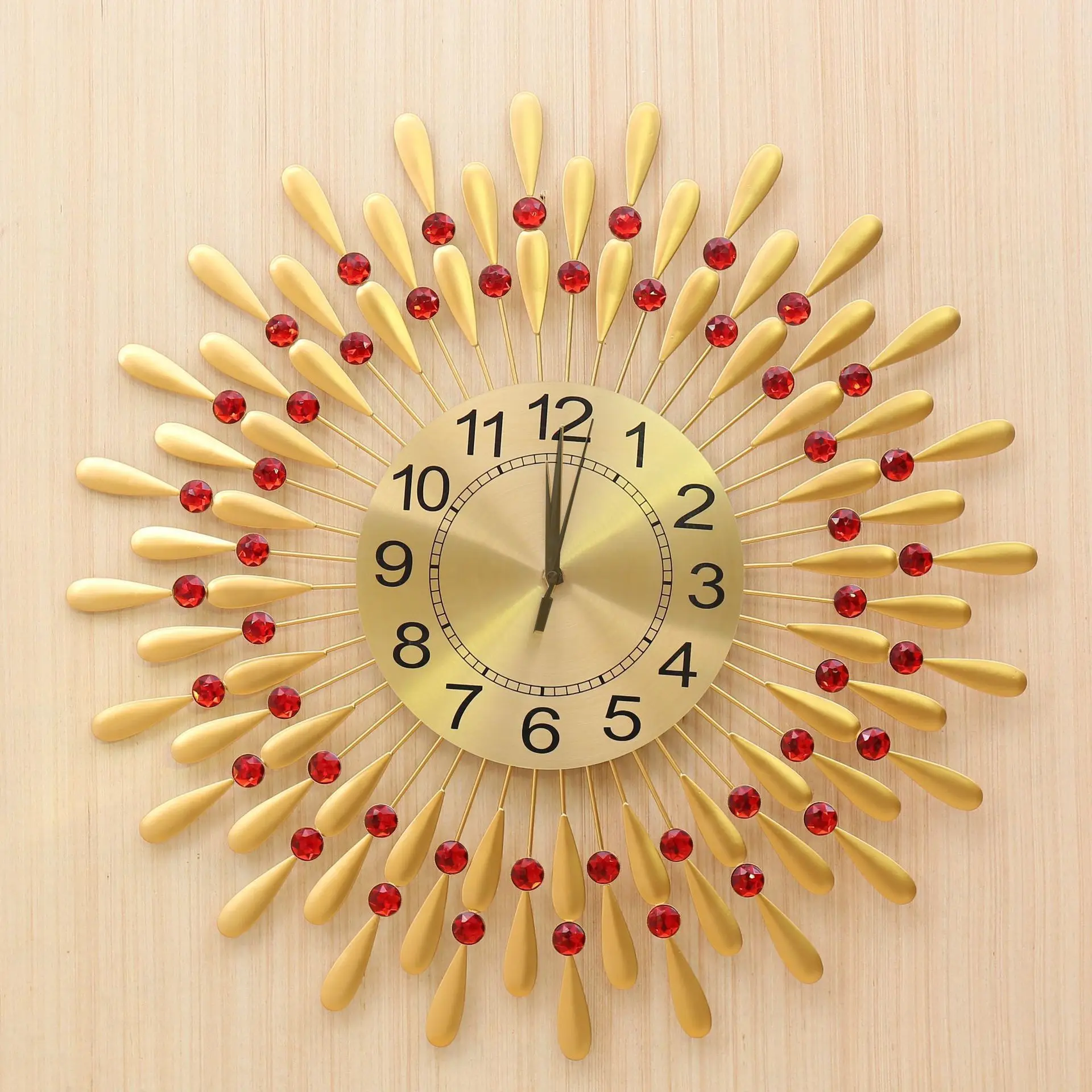 Wall Clock Mute Craft Light Metal Diamond-Embedded Starry Iron Clock 3  