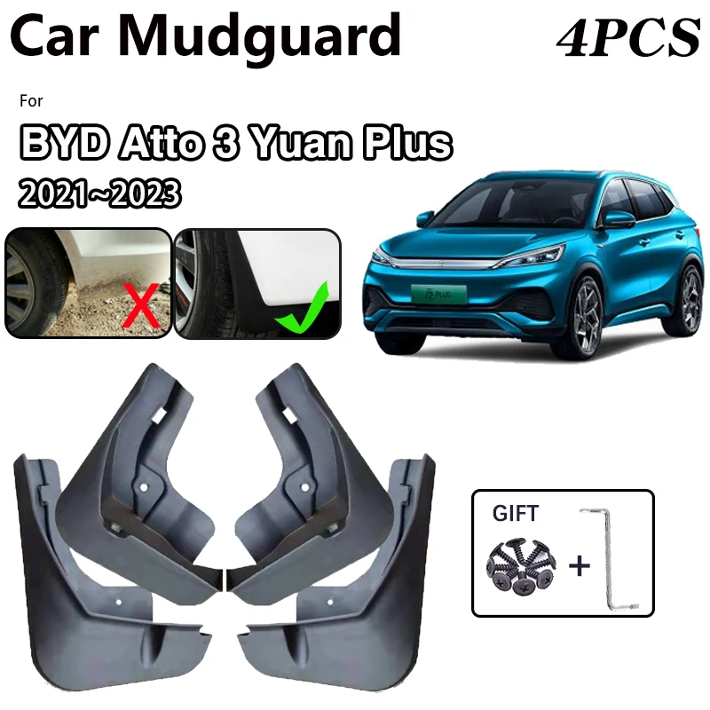 

Car Wheel Fender MudFlaps For BYD Atto 3 Yuan Plus EV 2021 2022 2023 Accessories 4x Mud Flaps Guards Splash Front Rear Mudguards