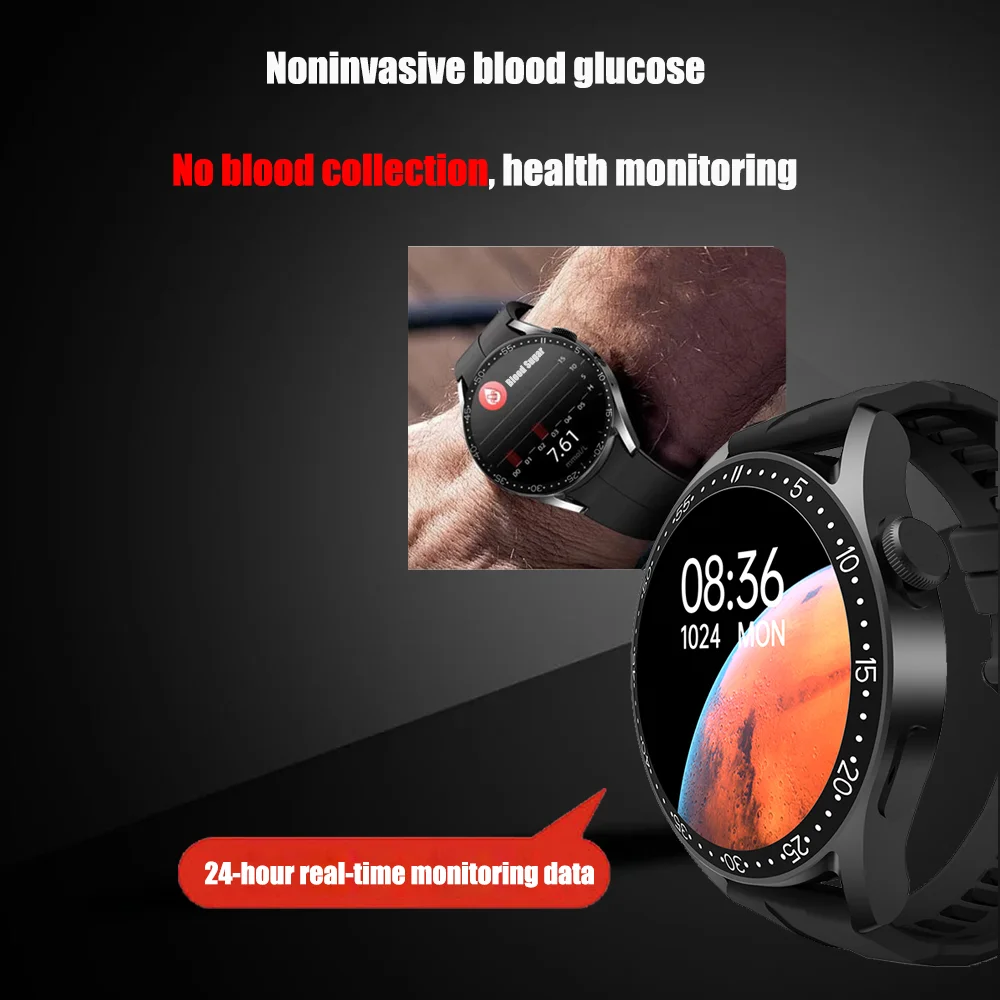 Blood Glucose Watch Heart Rate Blood Pressure Blood Oxygen Temperature Monitoring Health Sports Waterproof Non-Invasive Glucose - Image 4