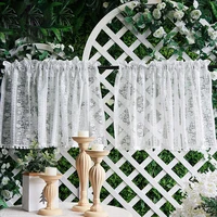 Korean Sweet Lace Flowers Short Curains for Kitchen Bottom Lace/Balls Half Curtains Geometric Pattern Curtains for Bedroom #A429 2