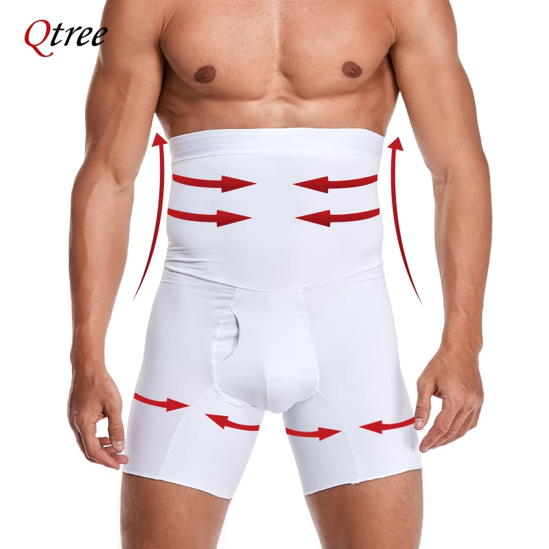 Qtree Men High Waist Tummy Control Body Shaper Plus Size Shapewear