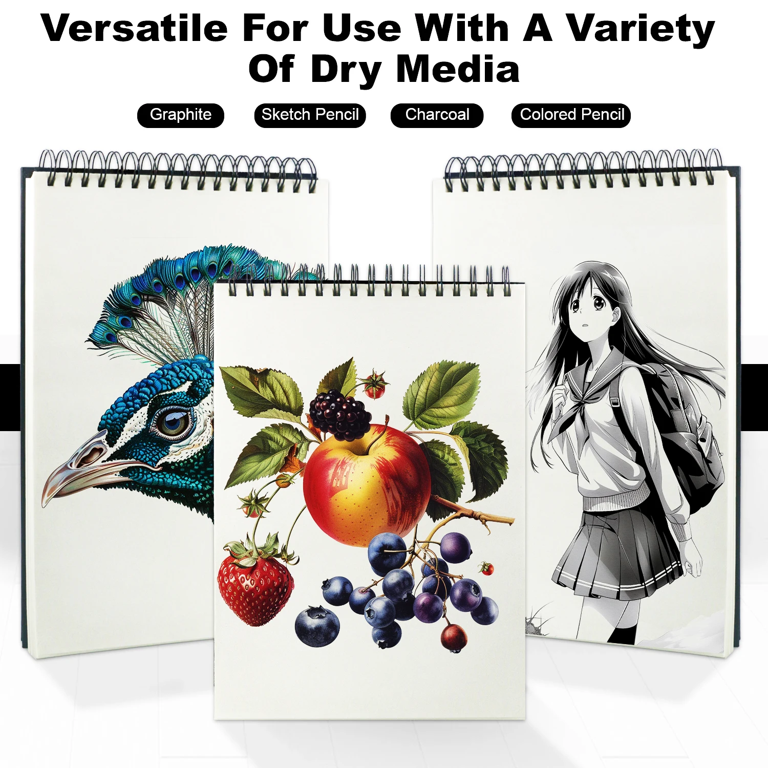 Sketch Book 9" x 12" Top Spiral Bound Sketch Pad 100 Sheets 68lb/100gsm Drawing Paper 1 Pack