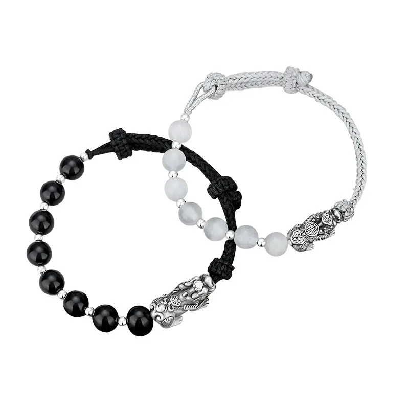 

925 Sterling Silver Couple Bracelets Handmade Braided Bracelets for Women and Men