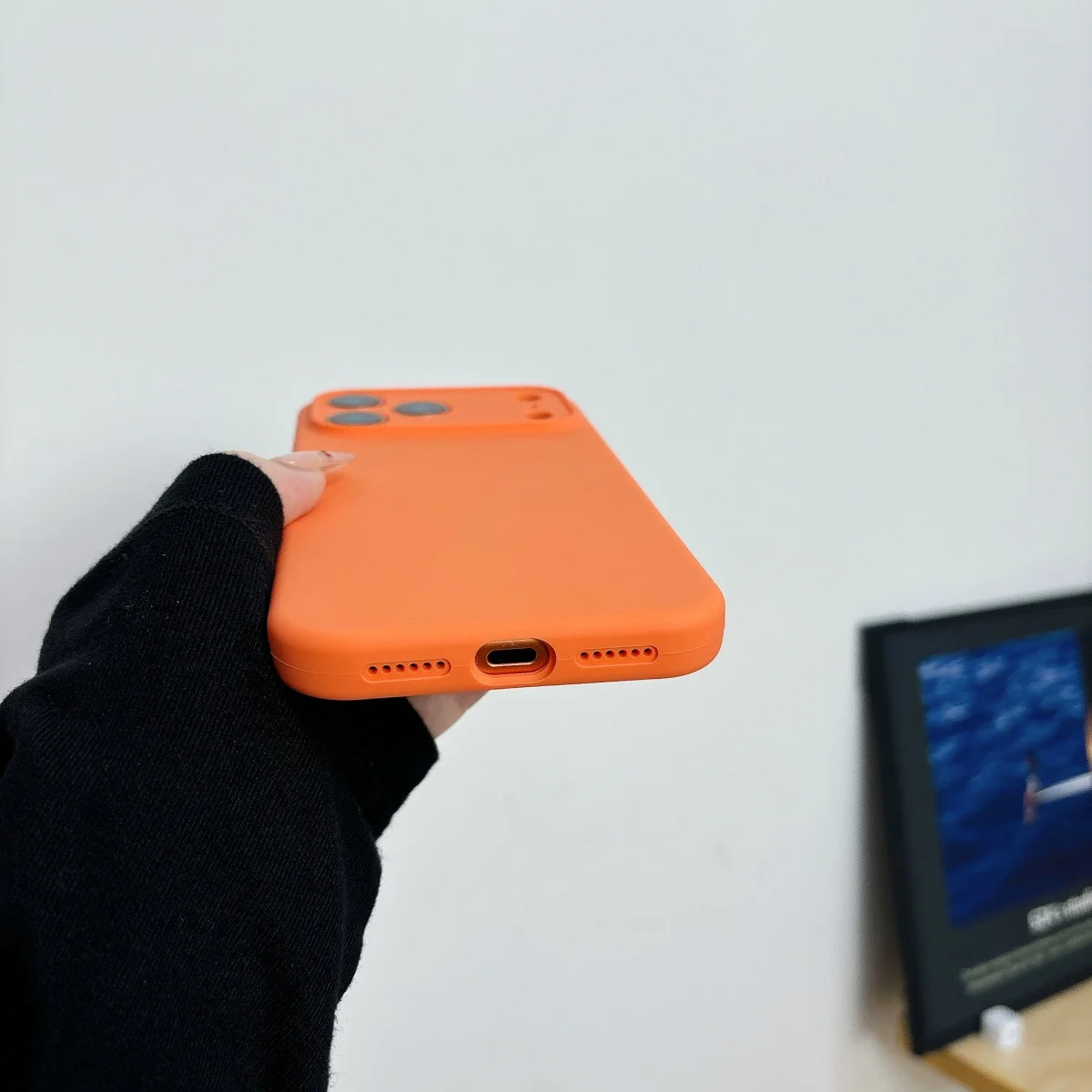 Premium Official Orange Silicone MagSafe-Compatible Phone Case with Magnetic Wireless Charging Capability