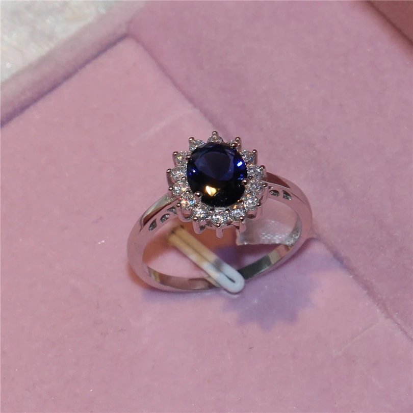 Princess Diana 925 Sterling Silver Engagement Ring Ruby Natural Amethyst  Blue Sapphire Topaz Bridal Wedding Rings for Women 3