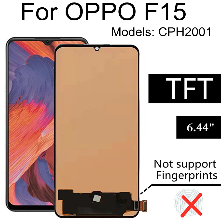 

6.4" TFT LCD For OPPO F15 LCD Display Touch Screen Digitizer Assembly Replacement