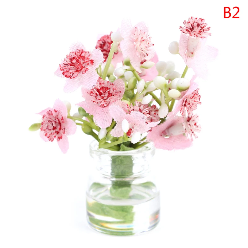 Mini Flower Bottle Wind Chimes Style Decor Glass Vase Hanging Vase With Home Decor Flower Plant Dollhouse Miniature 5